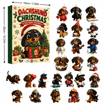 2026 Dachshund Advent Calendar 24 Days Christmas Countdown Acrylic Ornament