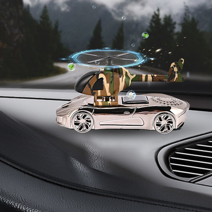Car Air Freshener Solar Helicopter Rotating Hanging Ornament