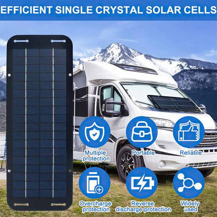 Portable 12V 30W Solar Panel Trickle Battery Charger Waterproof Boat