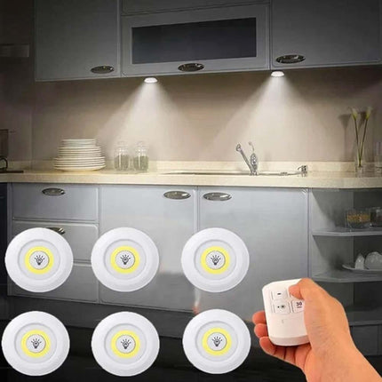 3Pcs LED Under Cabinet Lights with Remote, Dimmable Timer Battery Operated White