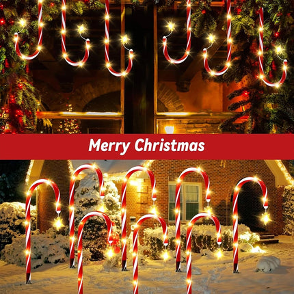 5IN1 Red Solar Christmas LED Lights Candy Cane Path Garden Decor