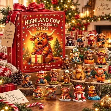 2026 Highland Cow 3D Silicone Advent Calendar, 24 Days Countdown Gift
