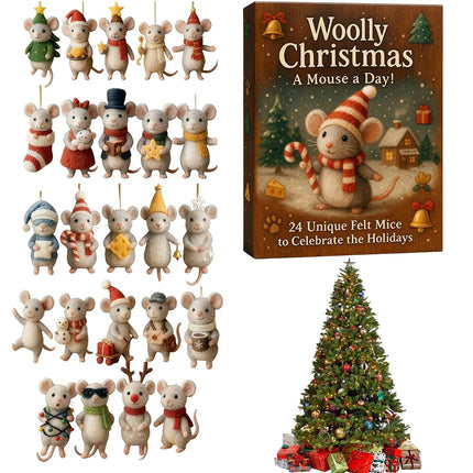 2025 Christmas Mouse Advent Calendar 2D Acrylic Winter Holiday Decor