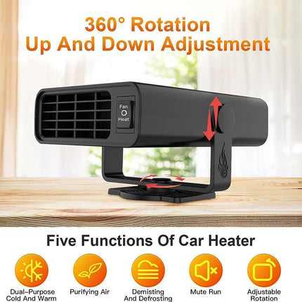 Portable Electric Car Heater DC 12V Heating Fan Defogger Defroster Demister