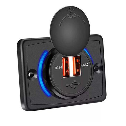Dual QC3.0 USB Car Fast Charger 3.1A 12/24V Socket Outlet for Caravan RV