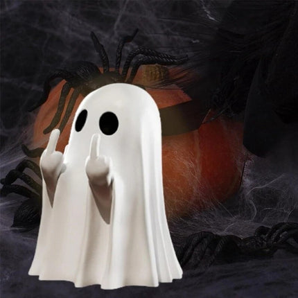 Funny Middle Finger Ghost Statue 9CM Halloween Resin Figurine Home Decor