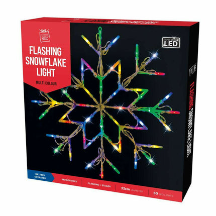Multicoloured 35cm 50 LED Light Up Christmas Window Star USB Powered
