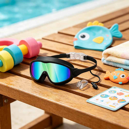 Adjustable Kids Anti-Fog Swimming Goggles for Boys Girls Black