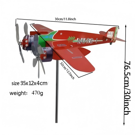 Compass Weather Vane Garden Decoration with Airplane Wind Spinner Windmill