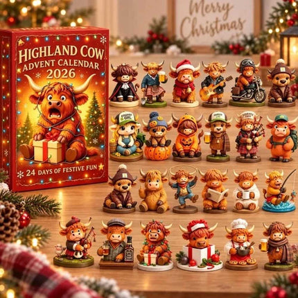 2026 Highland Cow 3D Silicone Advent Calendar, 24 Days Countdown Gift