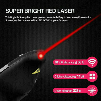 Wireless Presentation Remote with Laser Pointer & Mouse Clicker Control