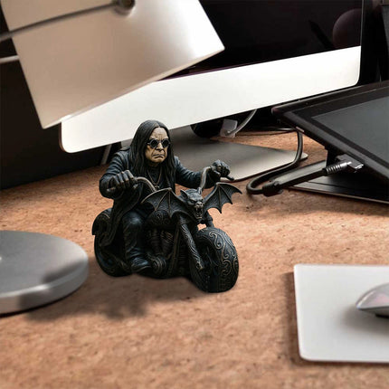 Retro Motorcycle Rider Statue Ozzy Figurine Desk Fan Decor