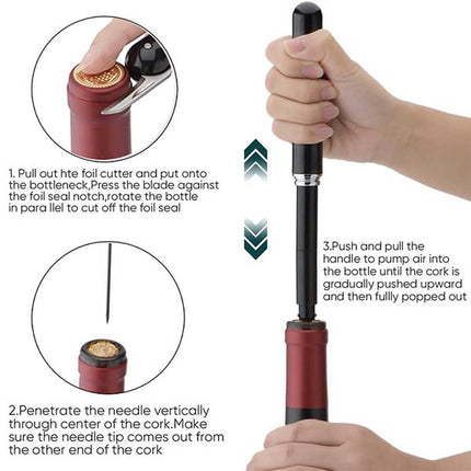 Wine Air Pressure Bottle Opener Pen Corkscrew – Easy Cork Remover Tool