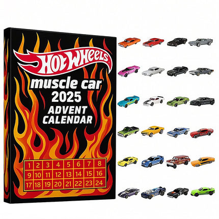 24-Day 2025 Advent Calendar Toy Car Collection with Acrylic Display