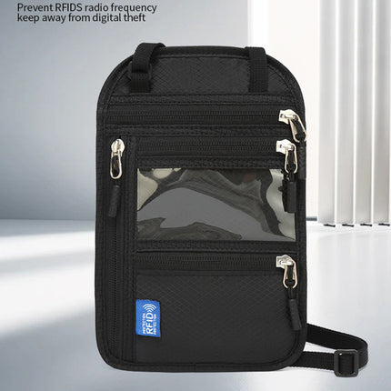 RFID Blocking Travel Body Wallet Passport Holder Neck Shoulder Bag