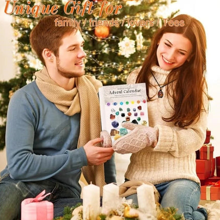 Christmas Crystal Advent Calendar 2025, 24 Healing Crystals Countdown Box