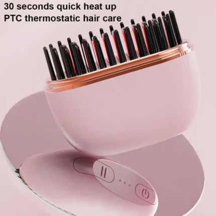 Portable Glambrush Mini 2-in-1 Cordless Hair Straightener Brush