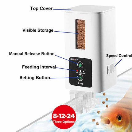 Automatic Fish Feeder with Timer, Large Capacity for Aquarium Use