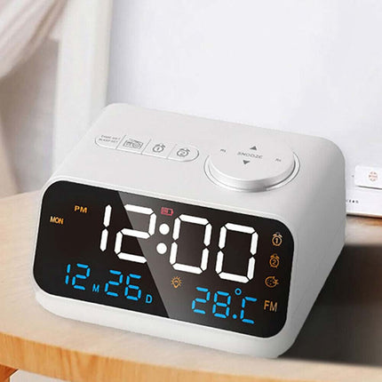 LED Digital Alarm Clock with Calendar, Temperature, FM Radio & Snooze
