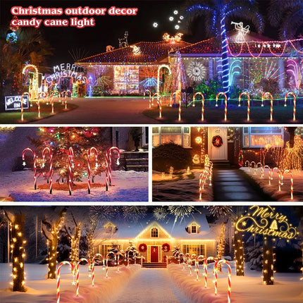 5IN1 Red Solar Christmas LED Lights Candy Cane Path Garden Decor