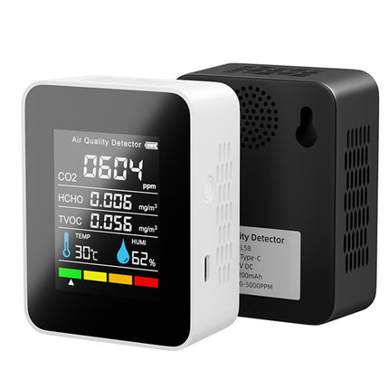 USB Rechargeable 5 in 1 Air Quality Monitor CO2 TVOC HCHO Temp Humidity