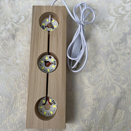 Wooden X Crystal Holder with 3 White LED Lights, Light Up Display