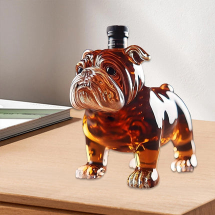 Funny Bulldog-Shaped Whiskey Bottle, Unique Glass Liquor Decanter