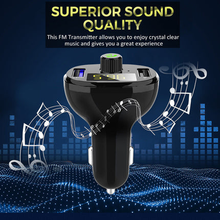 Bluetooth 5.0 FM Transmitter Car Kit Wireless Dual USB Charger MP3 Player