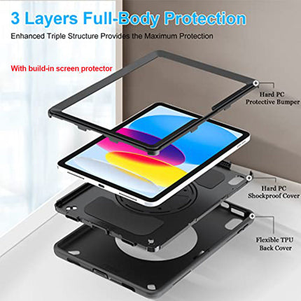 Rugged Shockproof Case for iPad A16 2025 iPad 10th Gen 2022 10.9 Inch
