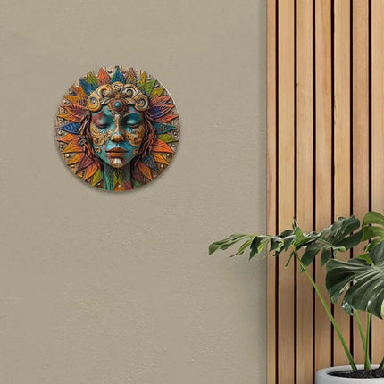 Circular Wooden Wall Art, Garden Wall Decor, Boho Witchy Hanging Gift 20cm
