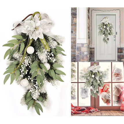 Christmas Door Wreath Xmas Wall Hanging Garland Flower Party Decor