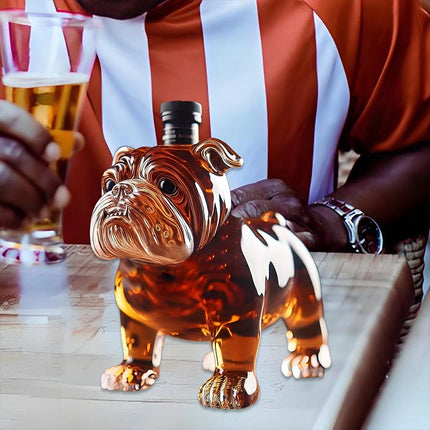 Funny Bulldog-Shaped Whiskey Bottle, Unique Glass Liquor Decanter