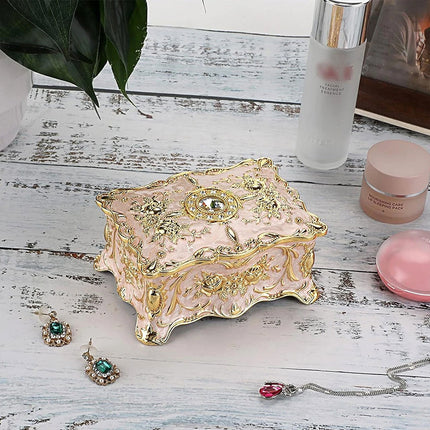 Vintage Alloy Jewellery Box, Trinket Organiser Ring Necklace Storage Case Gift