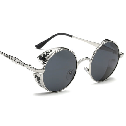 Men Women Steampunk Round Polarized Sunglasses UV400 for Driving Retro