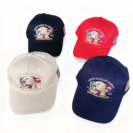USA 250th Anniversary Baseball Cap, Statue of Liberty Eagle Adjustable Hat Black