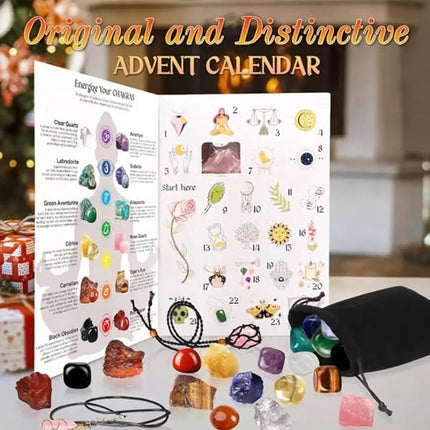 Christmas Crystal Advent Calendar 2025, 24 Healing Crystals Countdown Box