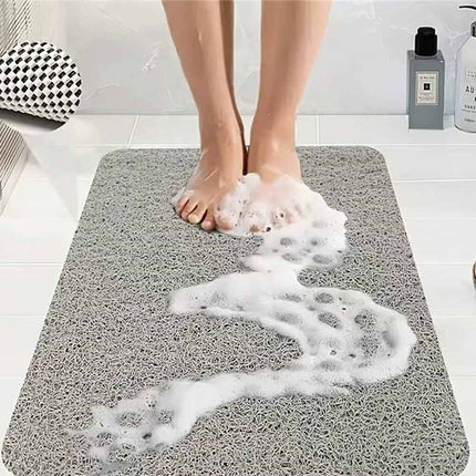 Grey Loofah Shower Mat Non-Slip Quick Dry Bath Mat 60x40cm