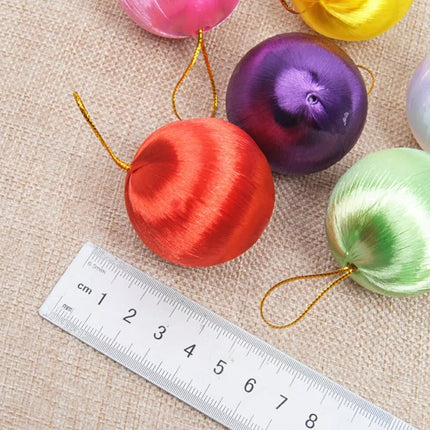 6Pcs 5cm Christmas Tree Baubles Satin Xmas Balls Hanging Party Decor