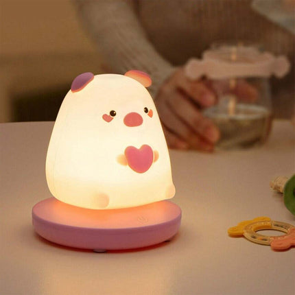 LED Animal Night Light Silicone Rechargeable Bedside Lamp for Gift