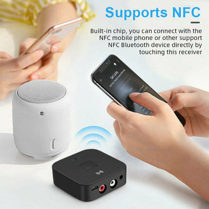 Wireless Bluetooth 5.0 Audio Receiver NFC 3.5mm Jack to 2RCA Music Adapter