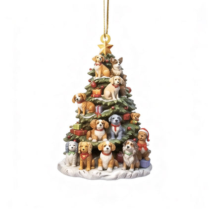 Christmas Tree Dog Acrylic Ornament Gift for Dog Lover Xmas Car Decor