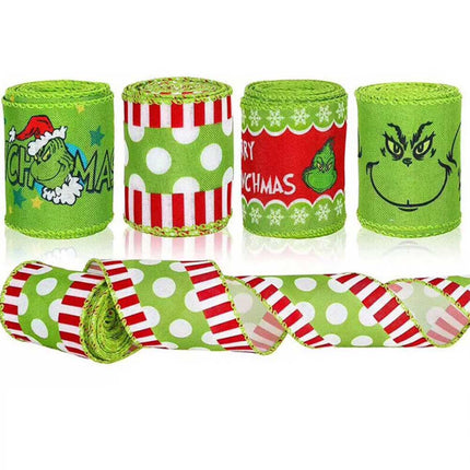 4pcs Christmas Wired Ribbon 2.5In 20Yards for Wreaths Bows DIY