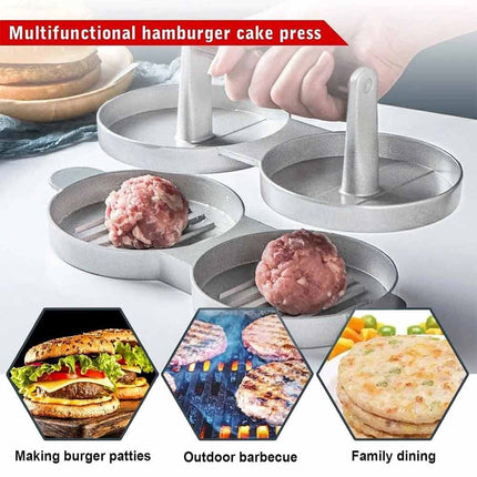 Double Burger Press Hamburger Maker Non-Stick Aluminium Beef Patty BBQ