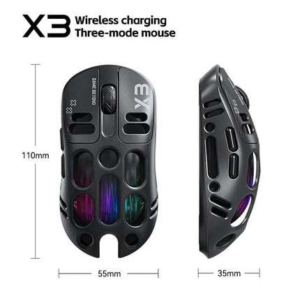 TWOLF X3 RGB Gaming Mouse: PixArt PAW3311 Sensor, 12000 DPI, 500mAh Battery, Dual Mode 2.4G Wireless/Wired for PC Gamer