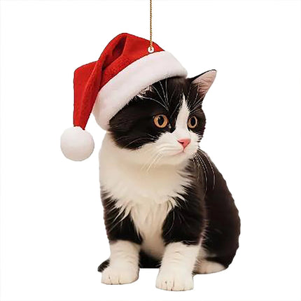 5X Cute Cat Christmas Tree Hanging Ornaments 2D Acrylic Cat Lover
