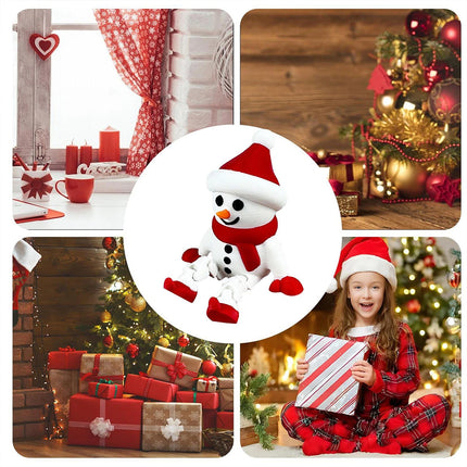 2PCS Christmas 3D Printed Snowman Flexible Festive Tabletop Xmas Gift