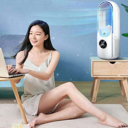 Portable Leafless Electric Fan 6 Speed Silent Timer Air Cooler Conditioner