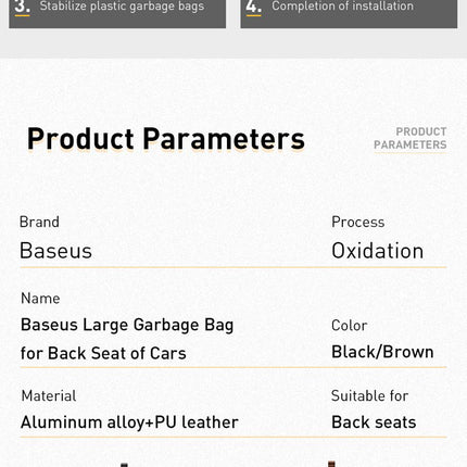 Baseus Car Trash Garbage Bag Back Seat Waste Rubbish Basket Organizer