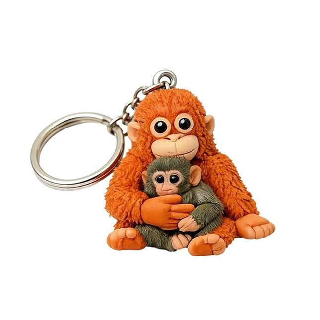 3D Printed Punch Monkey Keychain with Holding Plush Hanging Charm