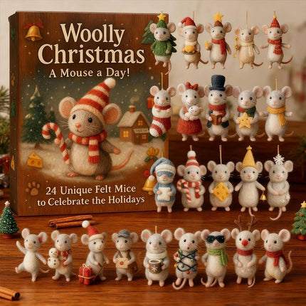 2025 Christmas Mouse Advent Calendar 2D Acrylic Winter Holiday Decor